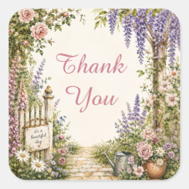 Quadrado Adesivo Floral Personalizado de Jardim de Cottage