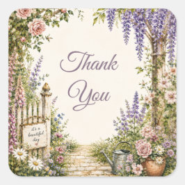 Quadrado Adesivo Floral Personalizado de Jardim de Cottage