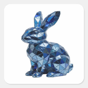 Quadrado Adesivo Gráfico Azul Coelho Prata Legal