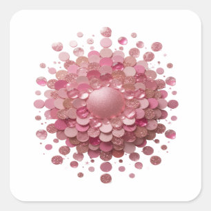 Quadrado Adesivo Gráfico Esfera de Brilho Rosa Vibrante