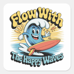 Quadrado Adesivo Impermeável Flow With The Happy Waves