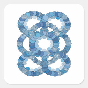 Quadrado Adesivo Impresso BLUE ICE CIRCLES Azul Divertido