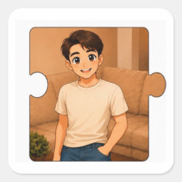 Quadrado Adesivo Kawaii da Família Combinada