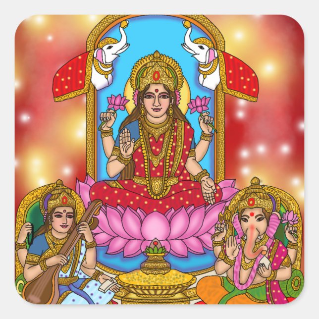 Quadrado Adesivo Lakshmi Ganesh (Frente)