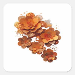 Quadrado Adesivo LARANJA ORIGINAL FLORAL FANTASIA