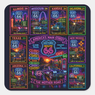 Quadrado Adesivo Mãe Estrada Selo Neon