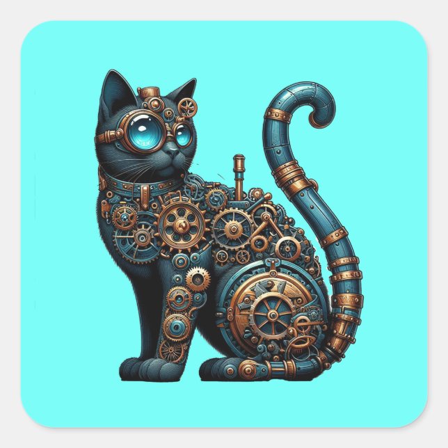 Quadrado Adesivo mecânico de gatos (Frente)