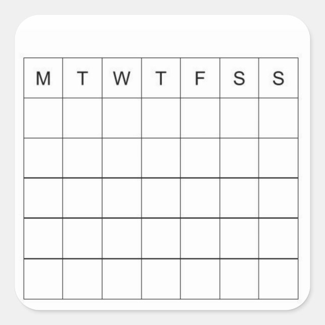 Quadrado Adesivo Mini Calendário do Diário de Marcadores (Frente)
