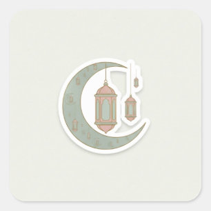 Quadrado Adesivo Minimalista Boho do Mês e Lanterna do Rama