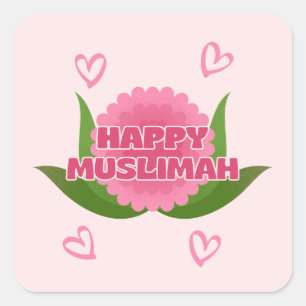 Quadrado Adesivo Minimalista Feliz Muslimah