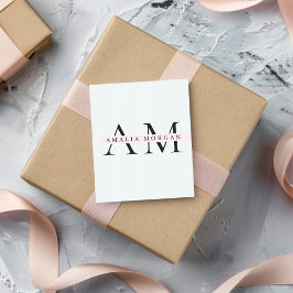 Quadrado Adesivo mínimo cor-de-rosa inicial e personalizado