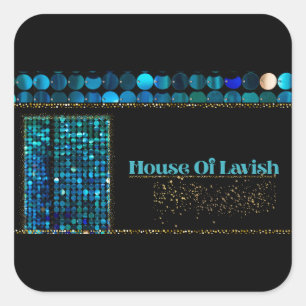 Quadrado Adesivo Mosaico Teal Luxe e Adesivo de Logo Preto
