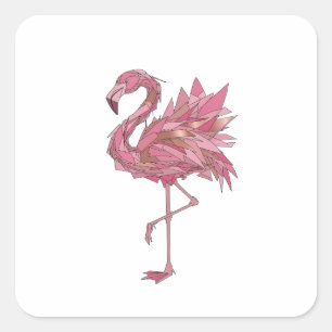 Quadrado Adesivo Motivo FLAMINGO GEOMÉTRICO Prata Crespado