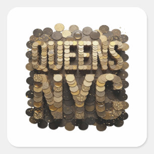 Quadrado Adesivo Motivo Rainhas NYC Ouro Legal