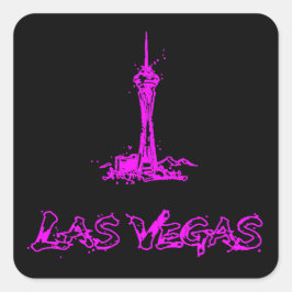 Quadrado Adesivo Neon Rosa de Las Vegas Stratosphere