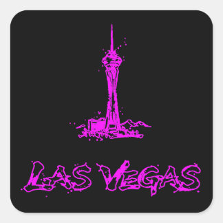 Quadrado Adesivo Neon Rosa de Las Vegas Stratosphere