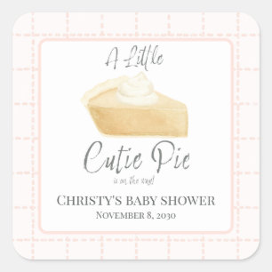 Quadrado Adesivo para Chá de Bebê Cutie Pie