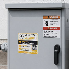 Quadrado Adesivo para Eletricista | Contato de Serviço QR C