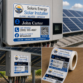 Quadrado Adesivo para Instalador Solar | QR de Serviço de I