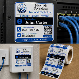Quadrado Adesivo para Técnico de Rede | Fibra e Wi-Fi