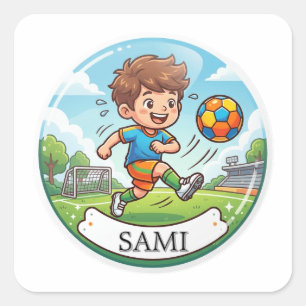 Quadrado Adesivo Personalizado com Nome do Menino Jogador d