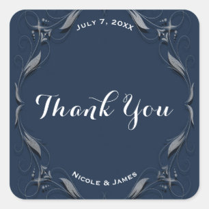 Quadrado Adesivo Personalizado de Casamento Elegante Moldur