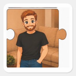Quadrado Adesivo Personalizado de Família Fofo Editável