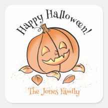 Adesivo Personalizado de Halloween Abóbora Jack Fo