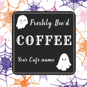 Quadrado Adesivo personalizado de negócios de Café preto Re