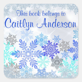 Quadrado Adesivo Personalizado de Neve Flocos de Neve