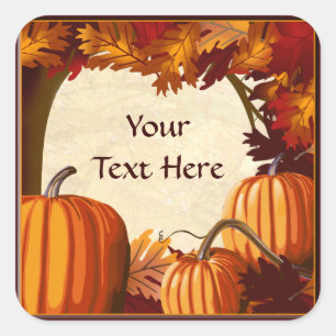 Quadrado Adesivo Personalizado de Pumpkin de Cores de Outon