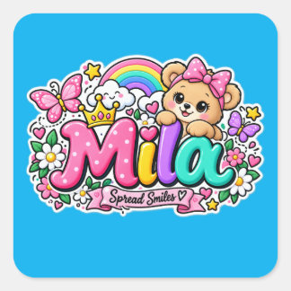 Quadrado Adesivo personalizado do Urso Teddy Fofo da Mila