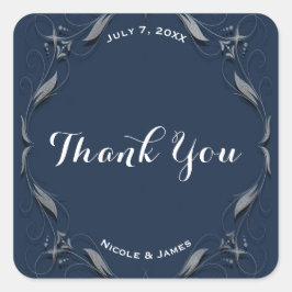 Quadrado Adesivo Personalizado Elegante de Casamento com Mo