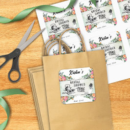 Quadrado Adesivo Personalizado Festa de Chá de Noiva