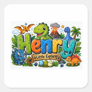 Quadrado Adesivo Personalizado Henry Explorador Dinossauro