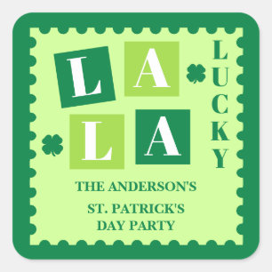 Quadrado Adesivo Personalizado La La Lucky St. Patrick’s Da
