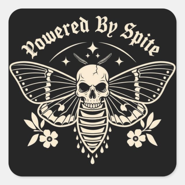 Quadrado Adesivo "Powered By Spite" (Frente)