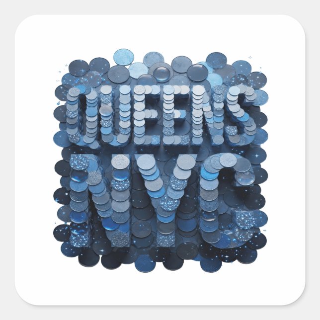 Quadrado Adesivo Presente Crisp Blue QUEENS NYC (Frente)