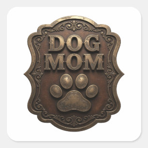 Quadrado Adesivo Presente DOG MOM Dourado Vibrante