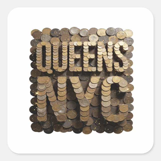Quadrado Adesivo Presente Fun Gold QUEENS NYC (Frente)