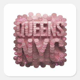 Quadrado Adesivo Presente Luxo Rosa QUEENS NYC