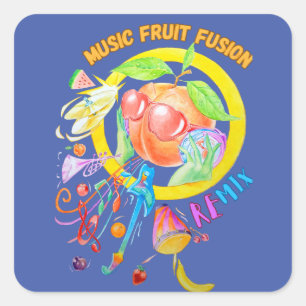 Quadrado Adesivo projetado para fusão de Frutas de música