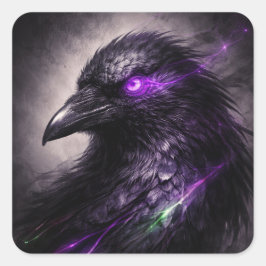 Quadrado Adesivo Purple Raven – Estética Gótica Sombria