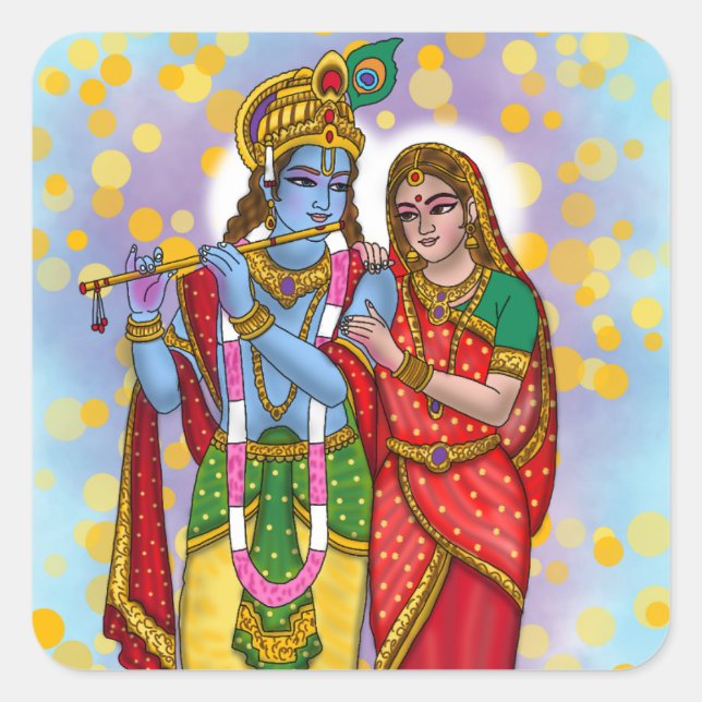 Quadrado Adesivo Radha Krishna (Frente)