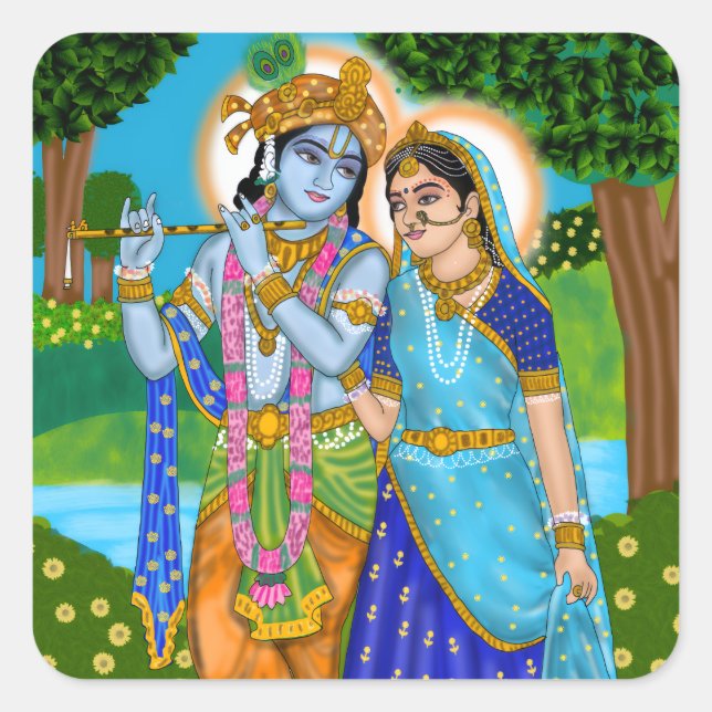 Quadrado Adesivo Radha Krishna (Frente)
