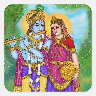 Quadrado Adesivo Radha Krishna