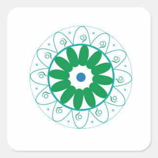 Quadrado Adesivo Redondo Clássico Mandala Floral Verde