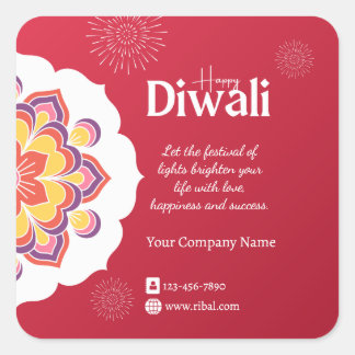 Quadrado Adesivo Redondo Feliz Diwali Personalizado