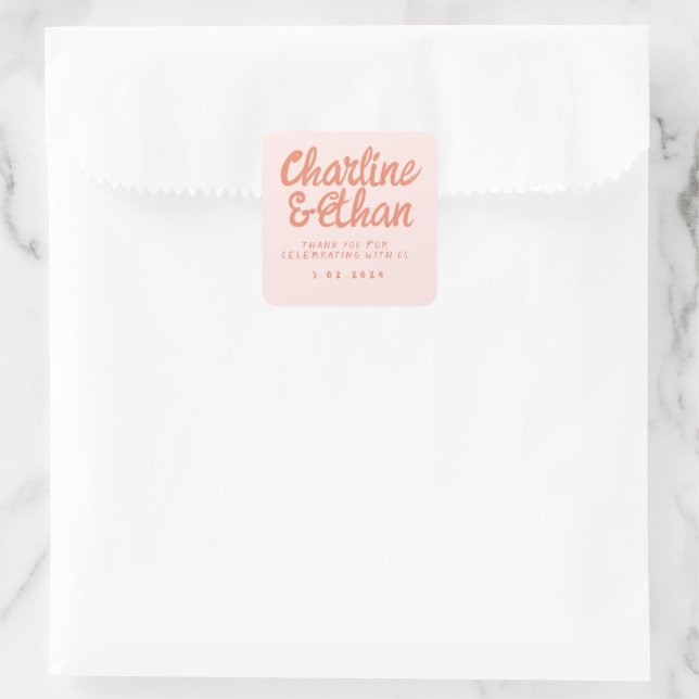 Quadrado Adesivo Retangular Casamento Retro Escrita à Mão R (Bolsa)