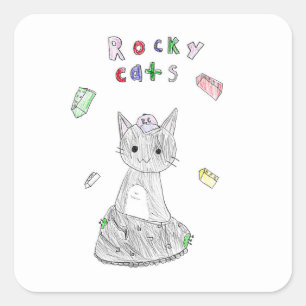 Quadrado adesivo Rocky Cats